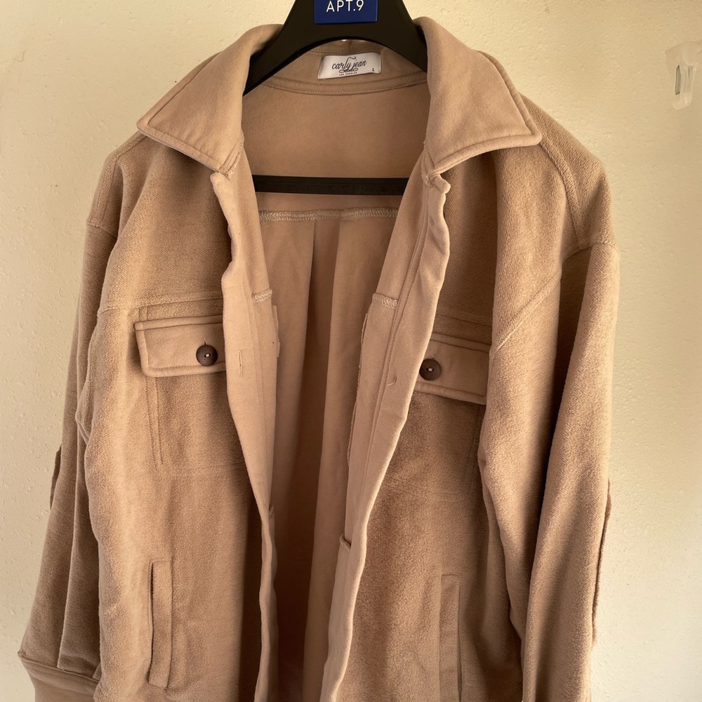 Beige colored shacket